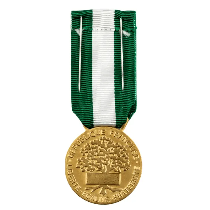 Achat medaille du travail régionale, départementale et communale 30 ans Bronze Grade Vermeil verso